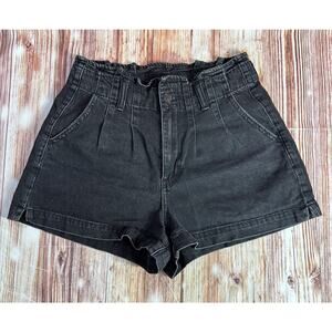 American Eagle MOM SHORT Size 4 Black High Rise Jean Denim Micro Shorts 27x2.5